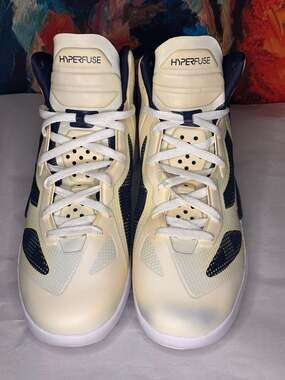 Vintage Nike Zoom Hyperfuse 2011 Light Yellow Navy Blue Size 14